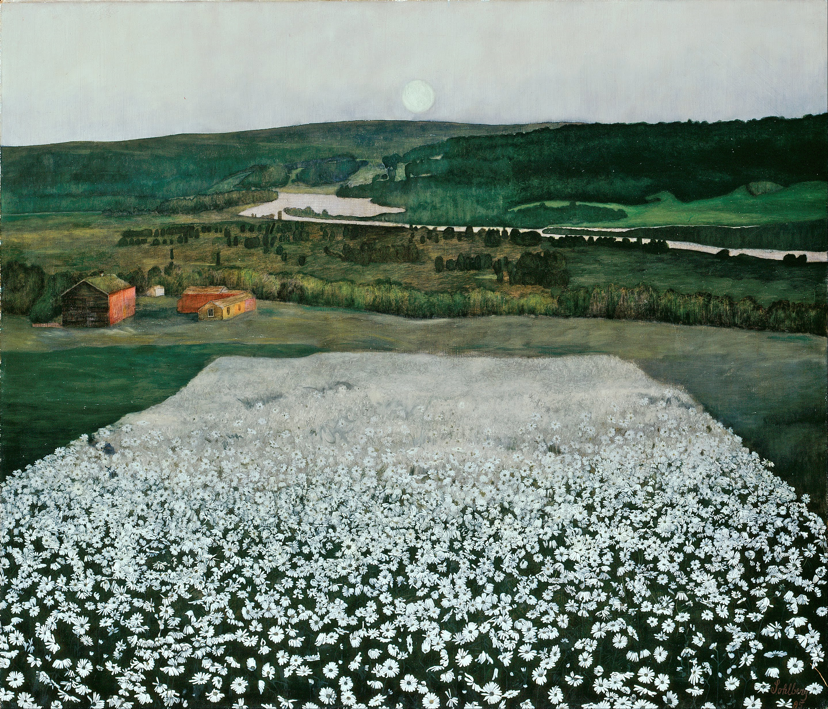 harald sohlberg - flower meadow in the north